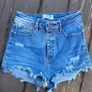 Free People Distressed Jean Shorts with Frayed Hem